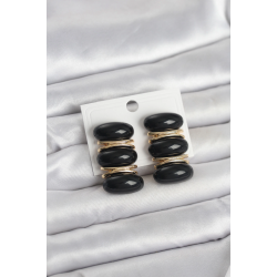 Mey İthalat® Siyah Vintage Model Gold Renk Kadın Küpe