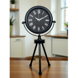 Mey İthalat® Siyah Zarif Dekoratif Üç Ayaklı Metal Masa Saati