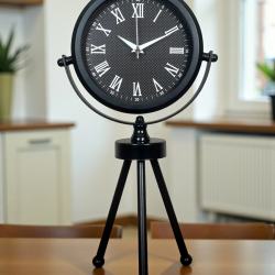 Mey İthalat® Siyah Zarif Dekoratif Üç Ayaklı Metal Masa Saati