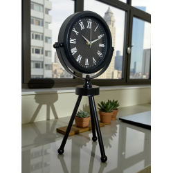 Mey İthalat® Siyah Zarif Dekoratif Üç Ayaklı Metal Masa Saati