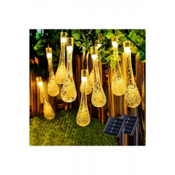 Mey İthalat® Solar 5 Metre 20 LED Günışığı Damlacık Işıkları, Güneş Enerjili LED Işıklar Dış Mekan