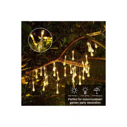 Mey İthalat® Solar 5 Metre 20 LED Günışığı Damlacık Işıkları, Güneş Enerjili LED Işıklar Dış Mekan