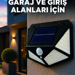 Mey İthalat® Solar LED Bahçe Aydınlatma Lambası 3 Işık Modlu Sensörlü Duvar Tipi Dış Mekan