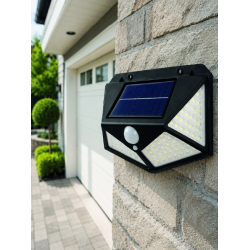 Mey İthalat® Solar LED Bahçe Aydınlatma Lambası 3 Işık Modlu Sensörlü Duvar Tipi Dış Mekan
