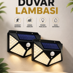 Mey İthalat® Solar Sensörlü Duvar Lambası Bahçe Lambaso Parlak Beyaz Işık Suya Dayanıklı