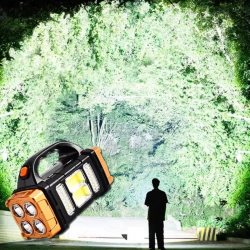 Mey İthalat®  Solar ve USB Şarjlı LED + COB El Feneri | 1500 mAh Şarjlı Taşınabilir Çalışma Işığı–Su Geçirmez HB-2678