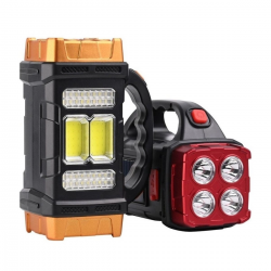 Mey İthalat®  Solar ve USB Şarjlı LED + COB El Feneri | 1500 mAh Şarjlı Taşınabilir Çalışma Işığı–Su Geçirmez HB-2678