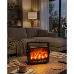 Mey İthalat® Şömine Efektli Bluetooth Hoparlör FM Radyo USB TF Kart Destekli Kablosuz Müzik Çalar