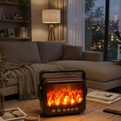 Mey İthalat® Şömine Efektli Bluetooth Hoparlör FM Radyo USB TF Kart Destekli Kablosuz Müzik Çalar