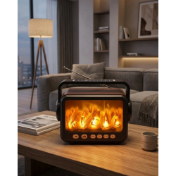 Mey İthalat® Şömine Efektli Bluetooth Hoparlör FM Radyo USB TF Kart Müzik Çalar