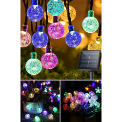 Mey İthalat®  10 Metre 50 Top Güneş Enerjili Solar Led Işık Dekoratif Rgb