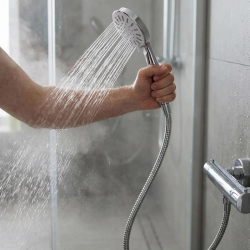 Mey İthalat® Spiral Hortumlu 4 Kademeli Krem El Duşu Başlığı Banyo Duş Seti