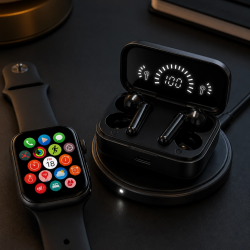 Mey İthalat® Spor ve Günlük Kullanıma Uygun Akıllı Saat ve Bluetooth Kulaklık Seti Yüksek Performans