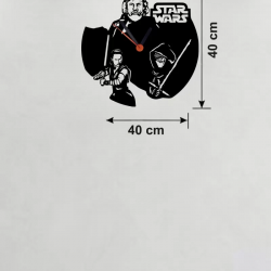 Mey İthalat® Star Wars Temalı Ahşap Duvar Saati - 40x40 cm Lazer Kesim Dekoratif