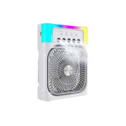 Mey İthalat® Su Püskürtmeli Mini Klima Fan USB Şarjlı Masaüstü Soğutucu RGB Işıklı