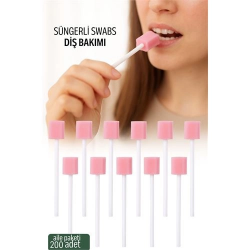 Mey İthalat® Süngerli Swab - Ağız ve Diş Bakım Çubuğu - 200 Adet Aile Paketi 722089