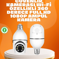 Mey İthalat® Tam Karanlıkta Görüntüleme Sağlayan 1080P Ampul Güvenlik Kamerası