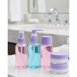Mey İthalat® Taşınabilir 5’li Seyahat Banyo Seti Şeffaf Kozmetik Kapları