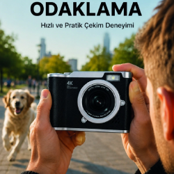 Mey İthalat® Taşınabilir Dijital Fotoğraf Makinesi LED Flaş ve 18X Dijital Zoom