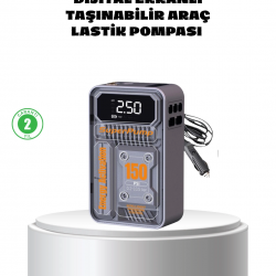 Mey İthalat® Taşınabilir Kablosuz Hava Pompası – 150 PSI Güçlü Basınç ve 6000mAh Şarjlı