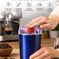 Mey İthalat® Taşınabilir Kahve & Baharat Öğütücü, Kolay Temizlenebilir ve Uzun Ömürlü Paslanmaz Çelik