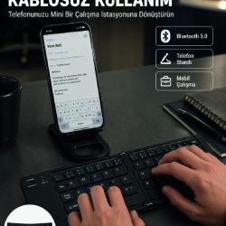 Mey İthalat® Taşınabilir Katlanabilir Bluetooth Klavye iOS Android Windows Uyumlu