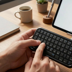 Mey İthalat® Taşınabilir Mini Bluetooth Klavye Şarjlı Kablosuz Klavye