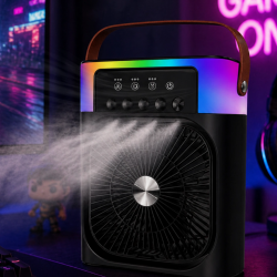 Mey İthalat® Taşınabilir Mini Klima Nemlendirici Fan RGB Led Aydınlatmalı USB Fan