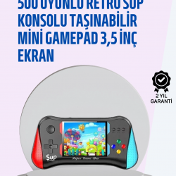 Mey İthalat® Taşınabilir Oyun Konsolu – 3,5" Ekranlı ve 500 Oyunlu