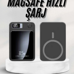 Mey İthalat® Taşınabilir Şarj Magsafe Powerbank 10.000 mAh Hızlı Şarj Led Göstergeli Kablosuz