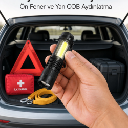 Mey İthalat® Taşınabilir Şarjlı LED Fener - 4 Modlu, 2000LM, Ayarlanabilir Odak Yeni Nesil