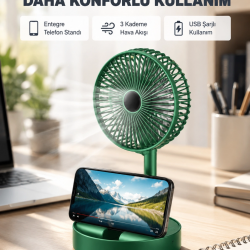 Mey İthalat® Taşınabilir Şarjlı Mini Fan – Katlanabilir Gövde, 3 Hız Kademesi