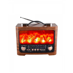 Mey İthalat® Taşınabilir Şömine Efektli Bluetooth Hoparlör FM Radyo LED Işıklı Müzik Çalar