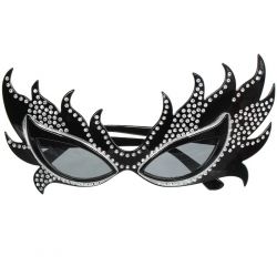 Mey İthalat® Taşlı  Siyah Parti Alev Gözlük