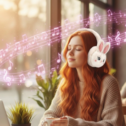 Mey İthalat® Tavşan Kulaklı Bluetooth Kulaklık Şarjlı Kablosuz Stereo Ses