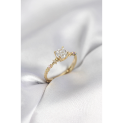 Mey İthalat® Tek Taş Model Zirkon Taşlı Gold Renk Kadın Yüzük