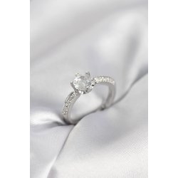 Mey İthalat® Tek Taş Model Zirkon Taşlı Gümüş Renk Kadın Yüzük