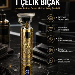 Mey İthalat® Tıraş Makinesi Çizik Tıraş Paslanmaz Çelik Uzun Ömürlü Şarjlı