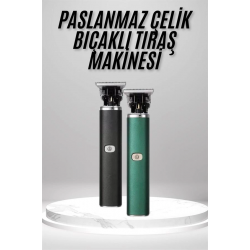 Mey İthalat® Tıraş Makinesi Profesyonel Paslanmaz Çelik T-bıçak Saç Sakal Ense Vücut Yeni Nesil