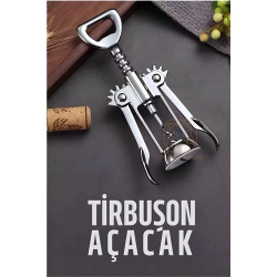 Mey İthalat® Tirbuşon Basınçlı Pratik Tirbuşon Şarap ve Şişe Açacağı Kolay Kullanım Çelik 721046