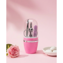 Mey İthalat® Tırnak Bakım Manikür Pedikür Seti 4 Parça Pembe Ev ve Seyahat Uyumlu