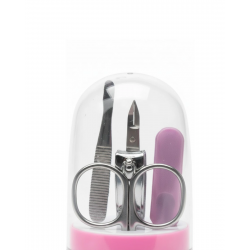 Mey İthalat® Tırnak Bakım Manikür Pedikür Seti 4 Parça Pembe Ev ve Seyahat Uyumlu