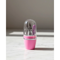 Mey İthalat® Tırnak Bakım Manikür Pedikür Seti 4 Parça Pembe Kompakt Taşınabilir Tasarım