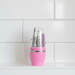 Mey İthalat® Tırnak Bakım Manikür Pedikür Seti 4 Parça Pembe Pratik Günlük Kullanım