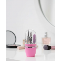 Mey İthalat® Tırnak Bakım Manikür Pedikür Seti 4 Parça Pembe Şık Kapsül Kutulu