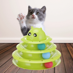 Mey İthalat®  Tower Of Tracks Eğlenceli Üç Katlı Kedi Oyuncağı Seti Kedi Oyunu