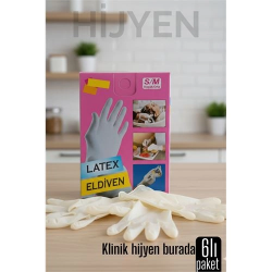 Mey İthalat® Transformacion 6'lı KUTULU Latex Eldiven Hijyenik, Esnek ve Çok Amaçlı Kullanım İçin 722247
