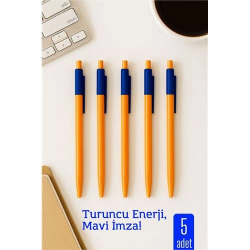 Mey İthalat® Tükenmez Kalem Mavi Ofis ve Okul İçin Pratik Yazım 5 li PAKET 714380
