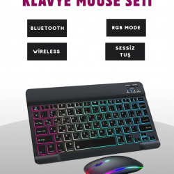 Mey İthalat® Türkçe Q Klavye Düzenli RGB Kablosuz Klavye Mouse Set