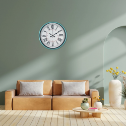 Mey İthalat® Turkuaz 36 Cm Dekoratif Duvar Saati